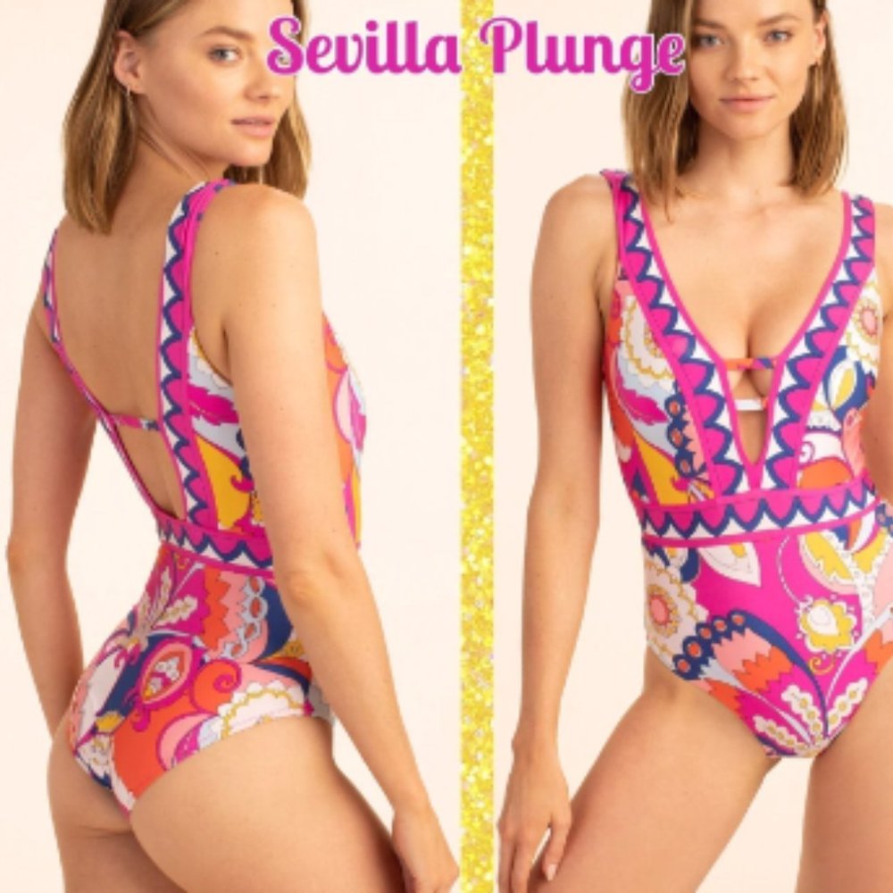 🎉Host Pic🎉🦩Trina Turk Sevilla Plunge Swimsuit 🦩 - Picture 3 of 6